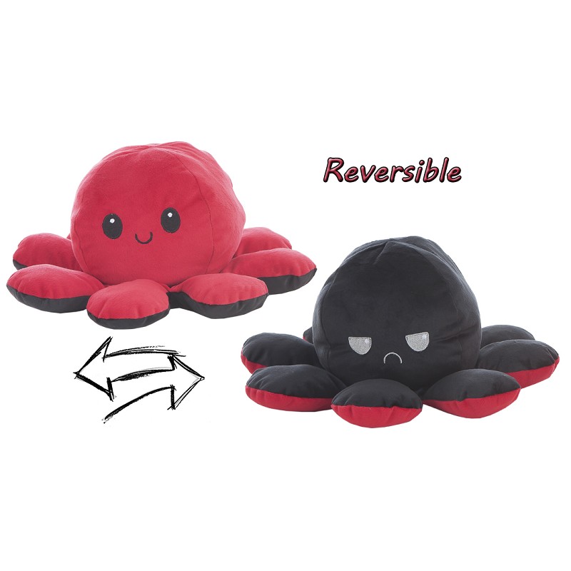 Pulpo Reversible Peluche Rojo/Negro