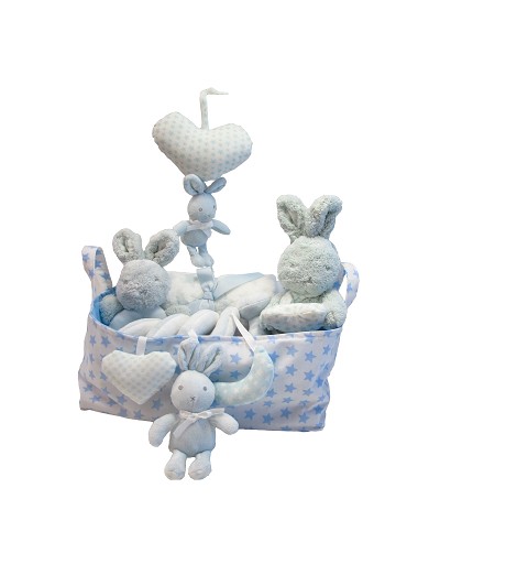 Canastilla Bebe Estrellas Azul