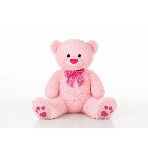 Oso Rosa con Lazo Corazones...